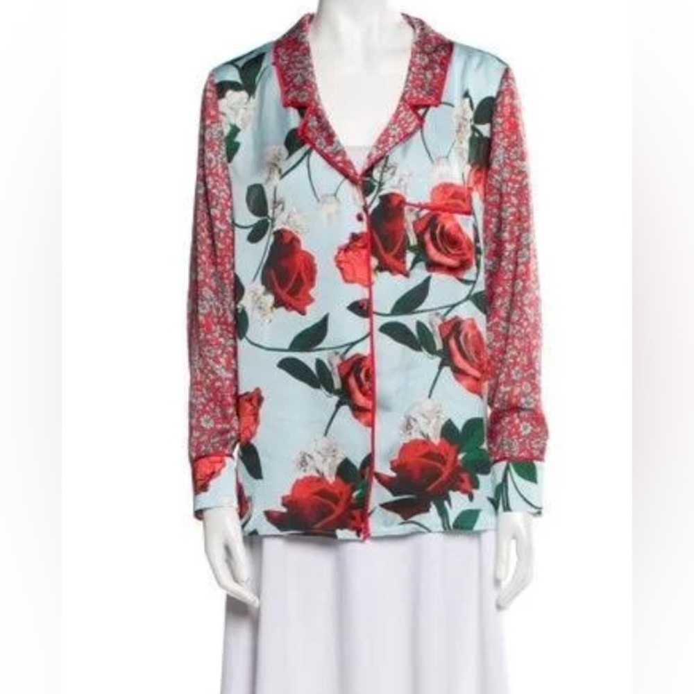 Alice + Olivia Floral Print Button Down, Size M.